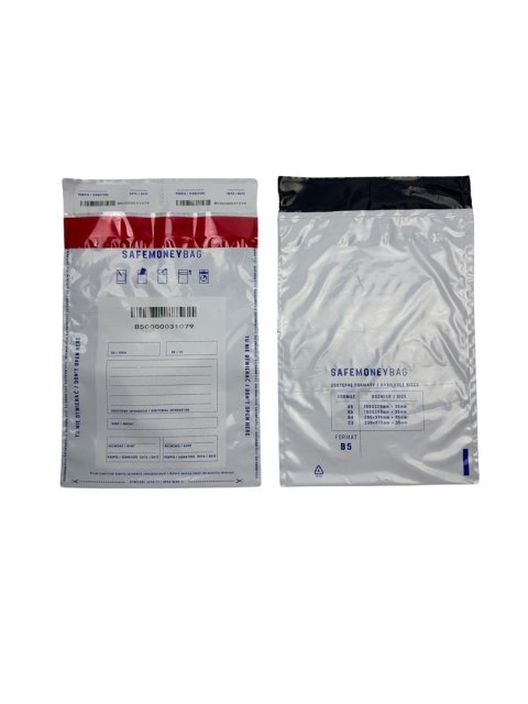 Bestpak SAFEMONEYBAG Koperty bezpieczne depozytowe białe B5 190mmx260mm+35mm 100 sztuk