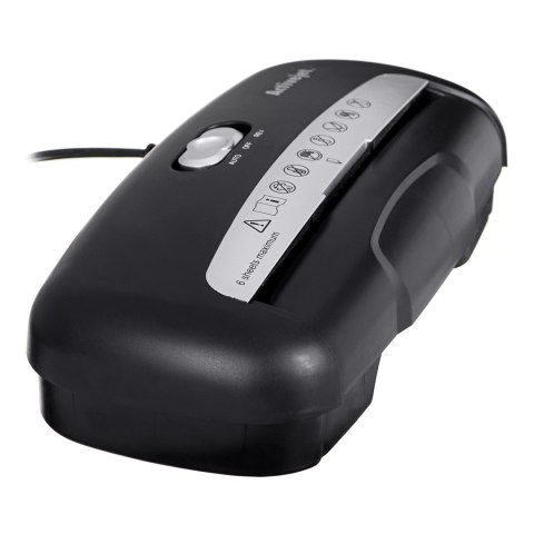 Activejet Niszczarka ASH-0601S, P-2, 10 l, pasek 6 mm, 6 kartek, czarna.