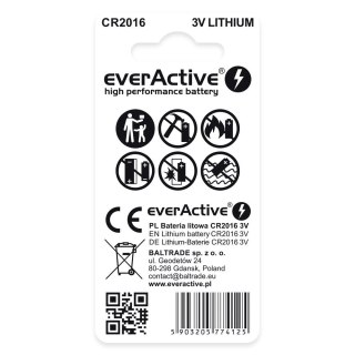EVERACTIVE BATERIE LITOWE MINI CR2016 BLISTER 2 SZT. CR20162BL