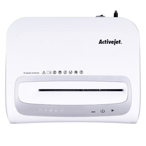 Niszczarka Activejet ASH-1602M, P-5, 28 l, ścinki 2x14 mm, 16 kartek, biała