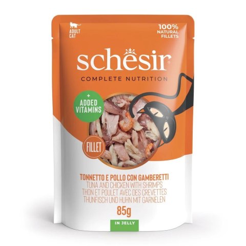 SCHESIR Adult Tuńczykiem AND Kurczak z SHRIMPS 85g