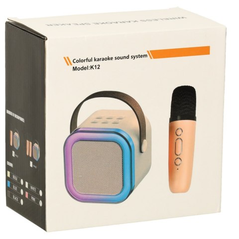 Zestaw do karaoke głośnik Bluetooth mikrofon USB LED różowy