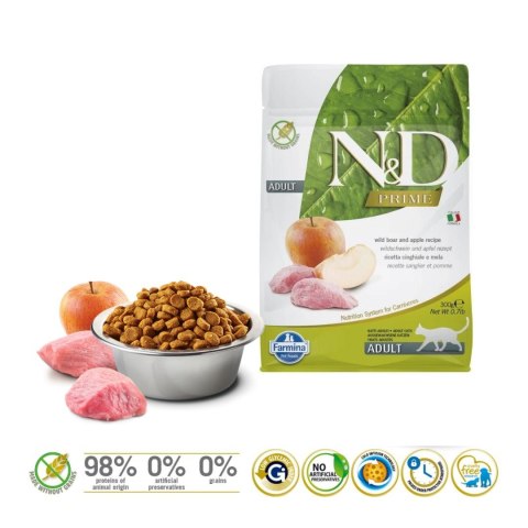 FARMINA N&D Prime Cat Boar and Apple Adult - sucha karma dla kota - 300 g