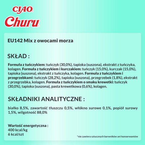 INABA CHURU Varietes Tuńczyk Owoce m- kot 40x14 g