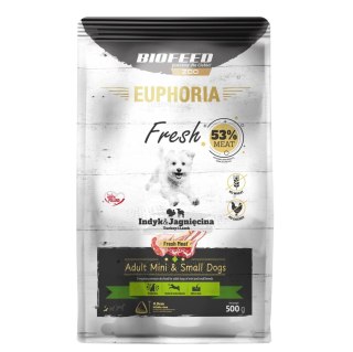 BIOFEED Euphoria fresh meat adult indyk/jagnię xs/s 0,5kg