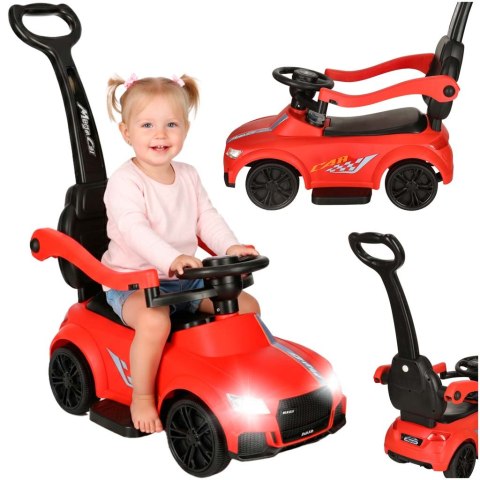 Jeździk pchacz samochód 3w1 z dźwiękiem światłami czerwony